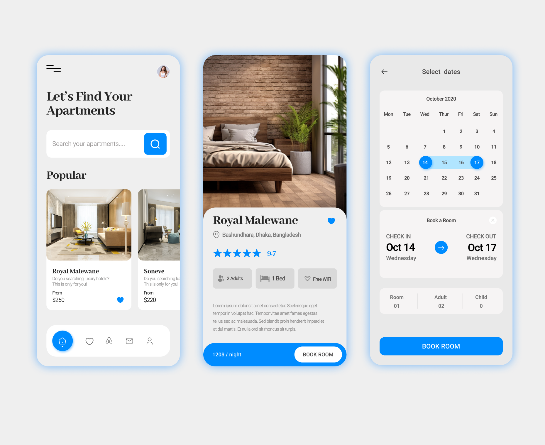 Hotel Booking Mobile App UI